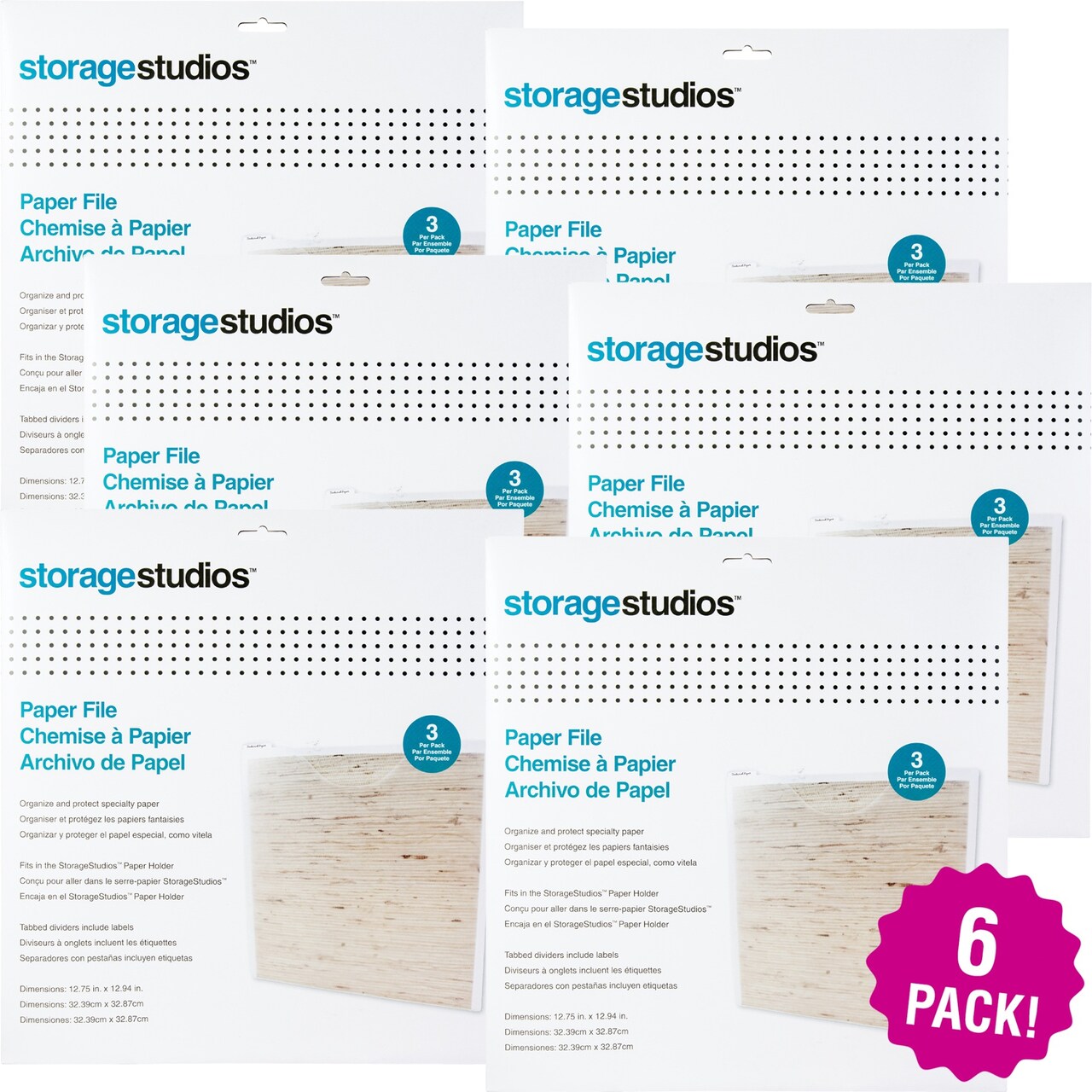Multipack of 6 - Storage Studios Paper Files W/Tabbed Dividers & Labels 3/Pkg-12.75"X13"